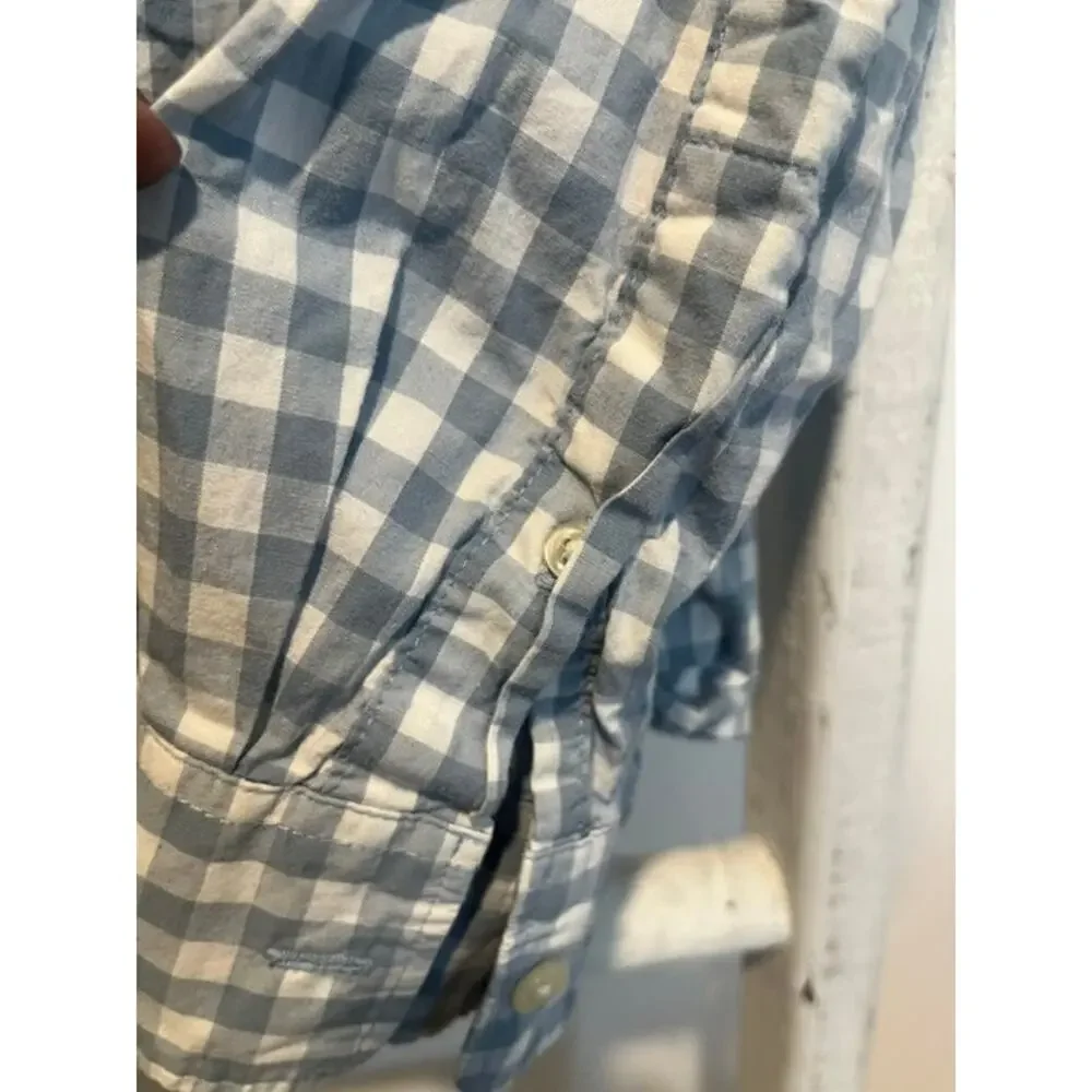 Old Navy Boys Blue White Gingham Button-Up Shirt Size M Long Sleeve Excellent